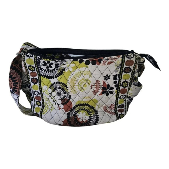 VERA BRADLEY COCOA MOSS - On The Go Purse Bag Tote, Brown Black White Green - Picture 5 of 9